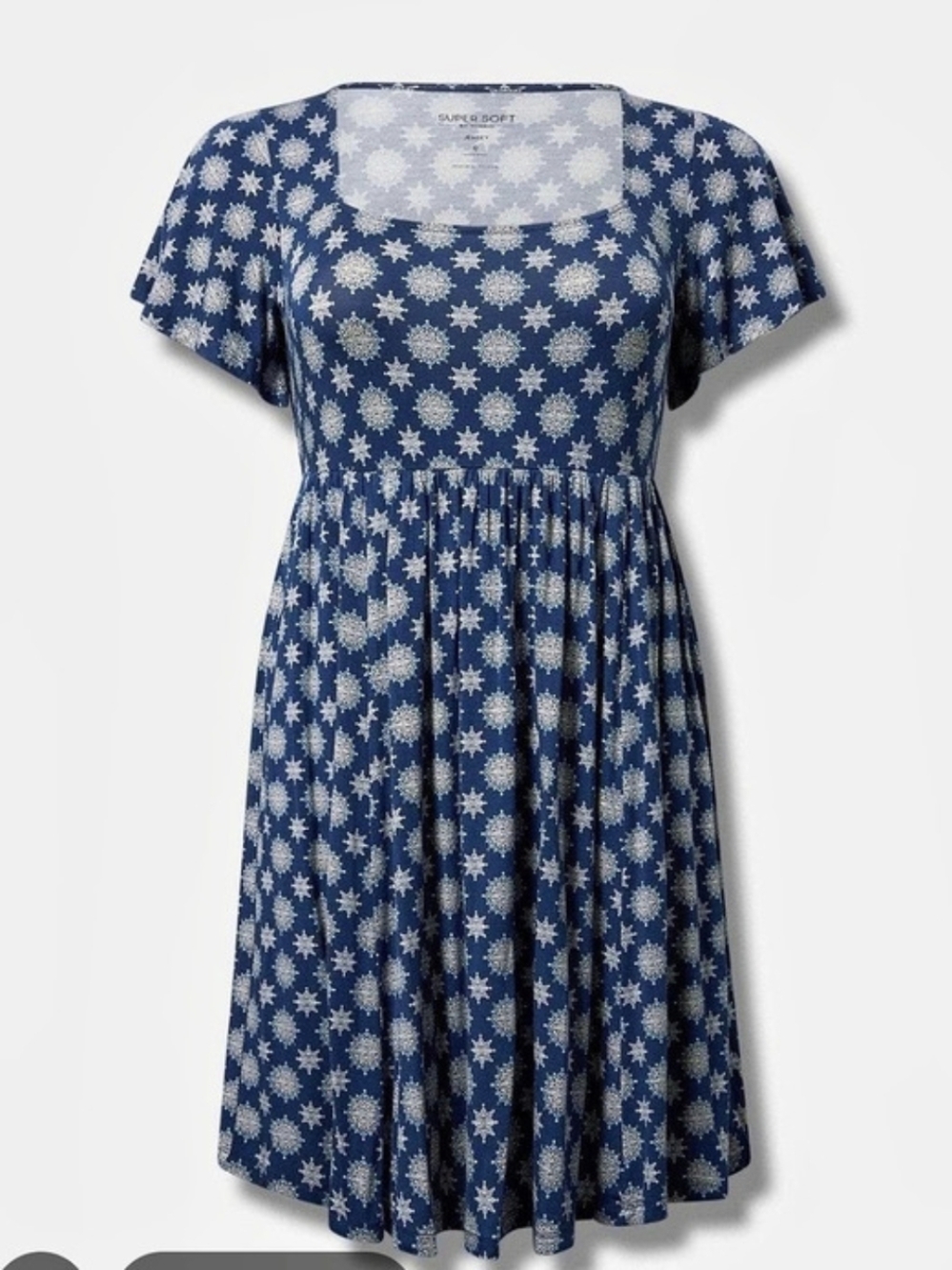 Torrid Super Soft Skater Dress Floral Midi Dress Blue & White Size 00